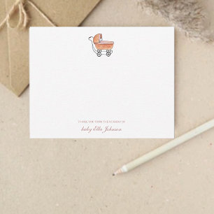 Leuke  kinderwagen Baby meisje Flat Dank u Bedankkaart