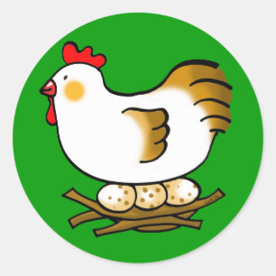 Leuke kip en eieren ronde sticker