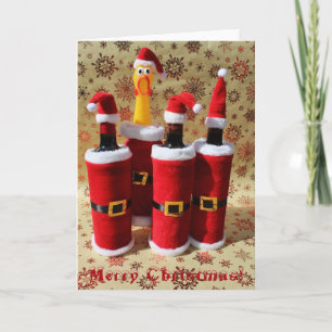 Leuke Kip en Wijn Kerst Wenskaart! Feestdagen Kaart