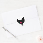 Leuke Kip met Roze Hart Ronde Sticker (Envelop)