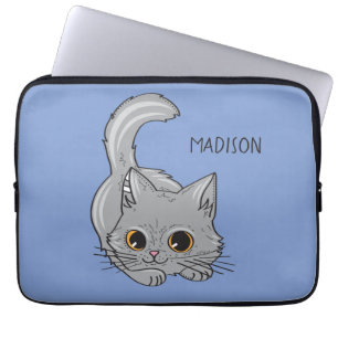 Leuke Kitten aangepaste naam & kleur laptop mouwen Sleeve