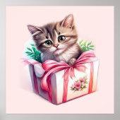 Leuke kitten in een doos Verjaardagscadeau Poster (Voorkant)