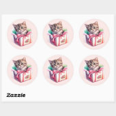 Leuke kitten in een doos Verjaardagscadeau Ronde Sticker (Vel)