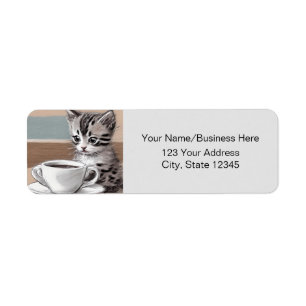 Leuke kitten koffie etiket