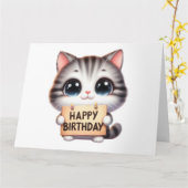 Leuke kitten Verjaardag Kaart (Gele Bloem)