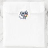 Leuke Kitty Kat en bloemen Ronde Sticker (Tas)