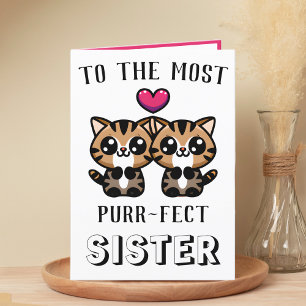 Leuke kitty kat kitten pun zusje gelukkig verjaard bedankkaart
