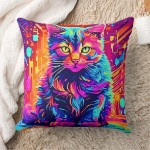 Leuke Kitty: Mooie Neon Kunst Kussen