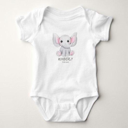 Leuke kleine baby olifant gepersonaliseerd romper (Voorkant)