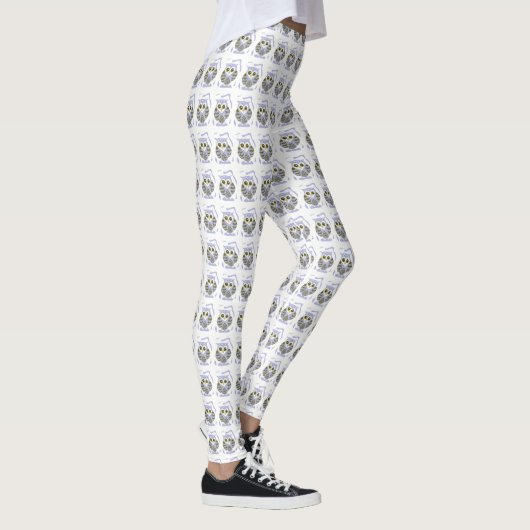 Leuke kleine blauwe uil leggings (Rechts)