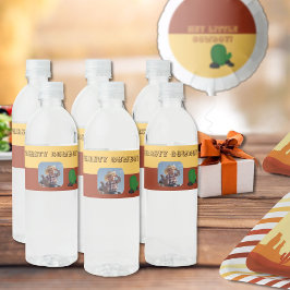 Leuke kleine cowboy aangepaste foto waterfles etiket