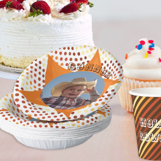 Leuke kleine cowboy western polka dot birthday papieren kommen