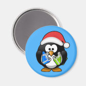 Leuke kleine geanimeerde kerstpinguïn magneet (Voorkant / Achterkant)