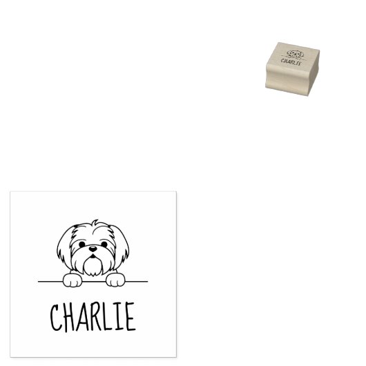 Leuke kleine hond Shih Tzu aangepaste naam Rubberstempel (Gestempeld)