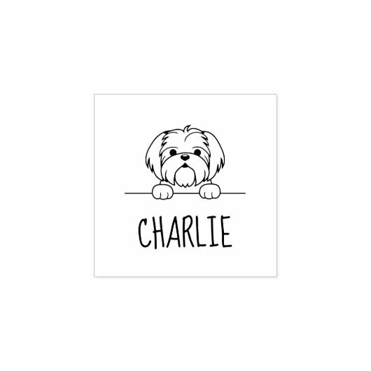 Leuke kleine hond Shih Tzu aangepaste naam Rubberstempel (Afrduk)