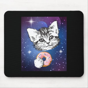 Leuke kleine kat die een donut eet in de ruimte di muismat