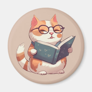Leuke kleine kat lezen van een boek magneet