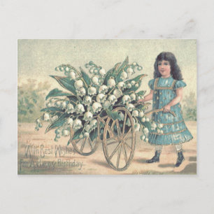 Leuke Kleine Meisjes Kruiwagen Lelietje-van-dalen Briefkaart