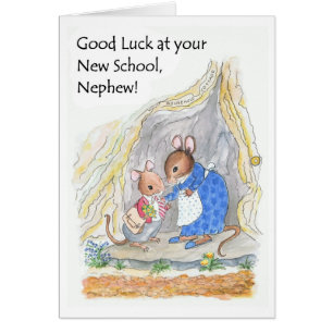 Leuke kleine muis veel geluk nieuwe school neef