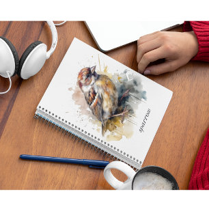 Leuke kleine mus in waterverf, aanpasbaar notitieboek