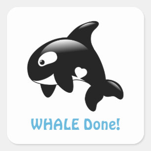 Leuke kleine orka walvis (goed) gedaan vierkante sticker