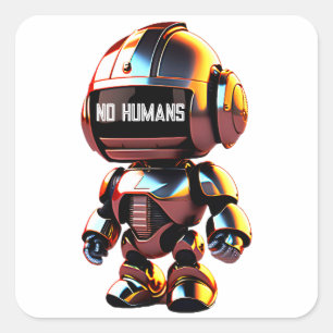 Leuke kleine robot vierkante sticker