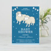 Leuke kleine schaap en lam Baby shower uitnodiging (Staand voorkant)