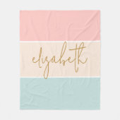 Leuke kleur blok pastel roze geel blauwe streep fleece deken (Voorkant)