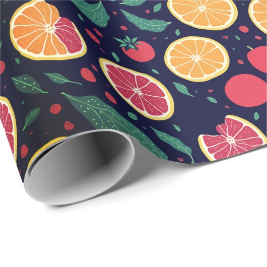 Leuke kleur Citrus Grapefruit Sinaasappel Bladeren Cadeaupapier (Rol Hoek)