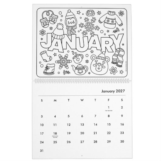 Leuke kleurkalender kalender (Jan 2027)