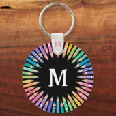 Leuke kleurpotloden Monogram Art Studio Sleutelhanger (Achterkant)