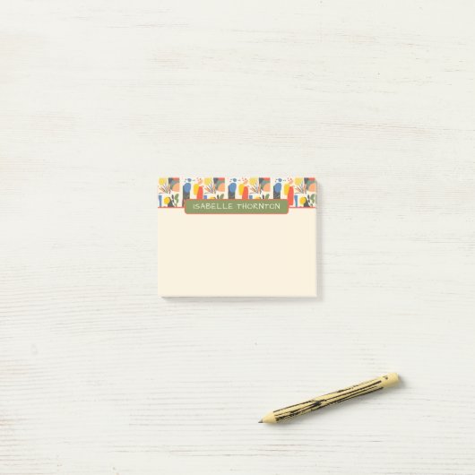 Leuke kleurrijke Abstracte patroonnaam Post-it® Notes (Op bureau)