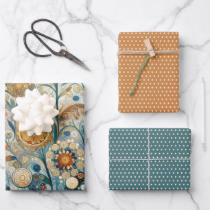 Leuke Kleurrijke Abstracte Sneeuwvlokken Floral Ar Inpakpapier Vel