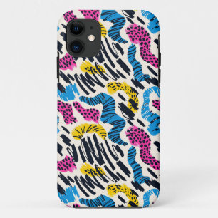 Leuke kleurrijke abstracte tekening van dierpatron iPhone 11 hoesje