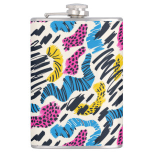 Leuke kleurrijke abstracte tekening van dierpatron heupfles