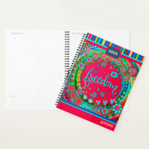 Leuke kleurrijke Bloemen Harten Vrijheid Naam Datu Planner