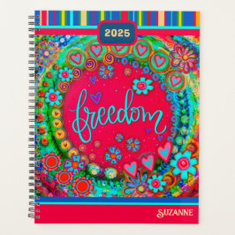 Leuke kleurrijke Bloemen Harten Vrijheid Naam Datu Planner