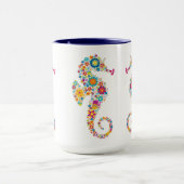 Leuke kleurrijke bloemenzeepaardillustratie mok (Midden)