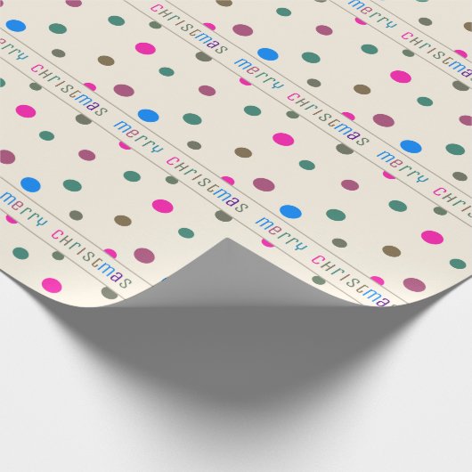 Leuke kleurrijke Confetti "Merry Christmas" Stripe Cadeaupapier (Hoek)