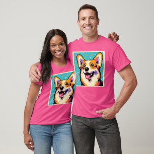 Leuke Kleurrijke Corgi Pop Art T-shirt
