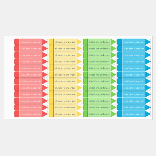 Leuke Kleurrijke Crayon Custom Name Labels Waterdi (Vel)