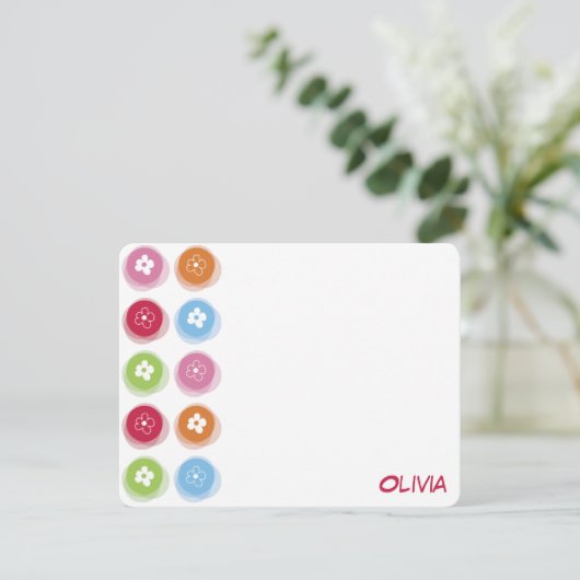 Leuke kleurrijke Daisy Fuzzy Stippen Kind Verjaard Bedankkaart (Staand voorkant)