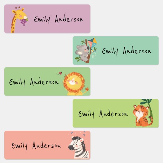 Leuke kleurrijke dierentuin Dieren School kinderop Labels (Groep)