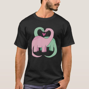 Leuke kleurrijke dinosaurus met harten voor mannen t-shirt