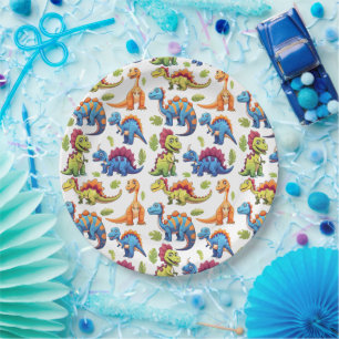 Leuke kleurrijke dinosaurus thema dino-mite papieren bordje