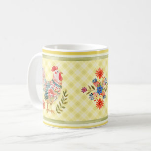 Leuke kleurrijke Folk Art Hen Chicken Floral Mok