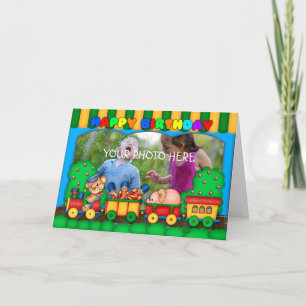 Leuke kleurrijke foto verjaardagskaart met speelgo kaart