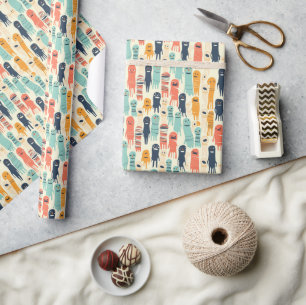 Leuke Kleurrijke Geesten Halloween Cadeaupapier
