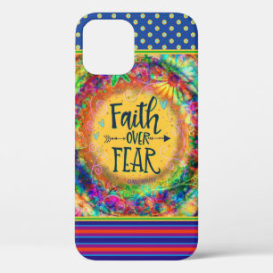 Leuke Kleurrijke 'Geloof Over Angst' Quote Inspiri iPhone 12 Hoesje