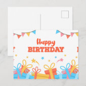 Leuke Kleurrijke Gelukkige Verjaardag Briefkaart (Voorkant / Achterkant)
